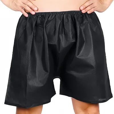 2024 New Product Medical Non Woven Travel Disposable Men's Massage Nursing Underwear Black Boxer Shorts Panties for Spa
