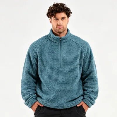 Men Sweatshirt Warm 170g Primaloft P Fleece Half Zip Mid Layer,Outdoor Casual Sports Climbing Hiking Apparel for Cold Weather