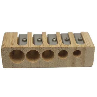 Hot Selling High Quality Environmentally Friendly Five Holes Big BambooWooden Pencil Sharpener Machine for Kids Meeting Standard