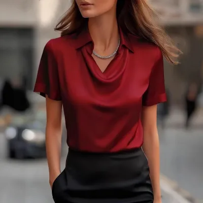 2026 New Fashionable and Elegant Simple Swing Collar Shirt for Women