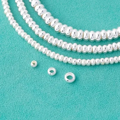 3MM 4MM 5MM Tiny S925 Sterling Silver Large Hole Abacus Beads Smooth Round Loose Beads for DIY Bracelet Necklace Jewelry Making