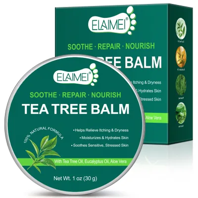 ELAIMEI 30g Natural Tea Tree Oil Balm Moisturizes Hydrates Relieve Itching Soothing Care Tea Tree Oil Cream for Hand Feet & Body