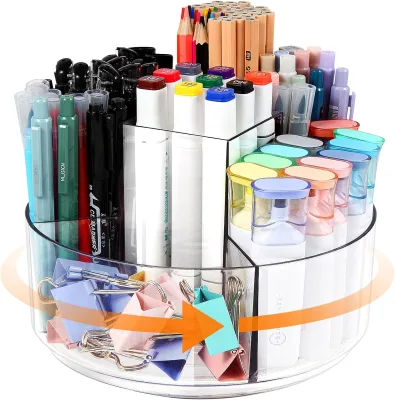 Acrylic Rotating Pencil Holder 360-Degree Spinning Pen Holder Clear Acrylic Marker Organizer Customized Sizes for Home
