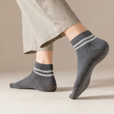Men socks stripe pattern basic solid style cotton socks ankle socks
