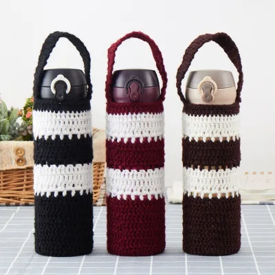 Handmade Crochet Cup Sleeve Universal Yarn Heat Insulation Anti-Drop Insulated Bottle Protective Cover Novelty Glass Gift
