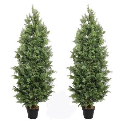 Factory Wholesale High Quality Artificial Privacy Tree 150CM 5 Foot Artificial Topiary Cedar Trees Potted Indoor Outdoor Plants