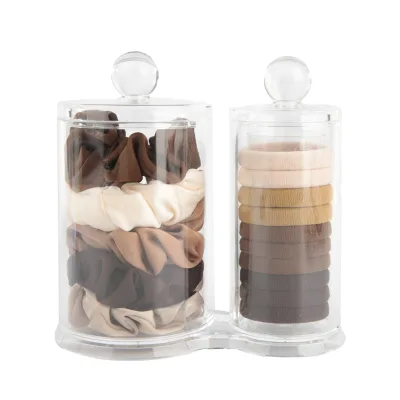 Custom Popular Hair Accessories Rubber Bands Ties Elastics Scrunchies Set With Clear Scrunchie Holder Stand Organizer
