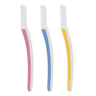 Custom Women Double Color Eyebrow Razor Single Blade Stainless Steel Dermaplaning Tool ABS & TPR Handle