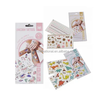 Cartoon Unicorn Birthday Party Tattoo Stickers for Kids Temporary Animal Kids Makeup Art Cosmetic Body Designs