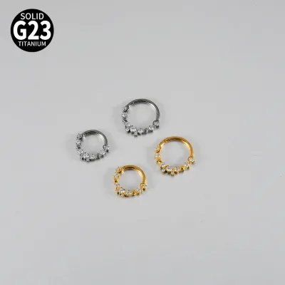 F136 Titanium Alloy Star and Moon Split Ring Nose and Ear Hoop Jewelry for Wholesale OEM Piercing Shops