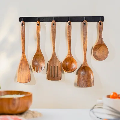 6-Piece Eco-friendly Durable Utensil Set, Non-Stick Wooden Cooking Tool Set for Home Kitchen Use