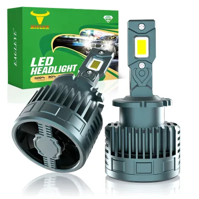 Ultra Bright D2S LED Headlight Bulb 46W 5000LM 6500K Plug Play Fit D2S Headlamp Aluminum Housing Replacement for Halogen Lamps