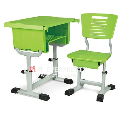 China Manufacture School Furniture Plastic Table and Chair Set Classroom Durable Desk and Chair for Secondary Student