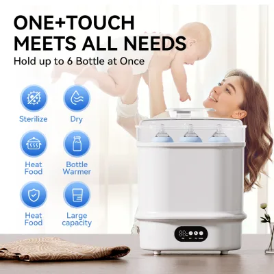Large Capacity Steam Bottle Sterilizer with Dryer, 2 in 1 Automatic Sterilizing Machine for Baby Bottles & Nipples