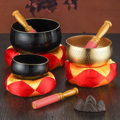 Copper Chime Bowl Buddha Sound Brass Thickened Practice Alms Bowl Yoga Meditation Meditation Device Black Tibetan Singing Bowl