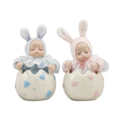 Creative Mini Eggshell Babies Mini Resin Music Box Happy Birthday Song Rotating Feature Birthday Present