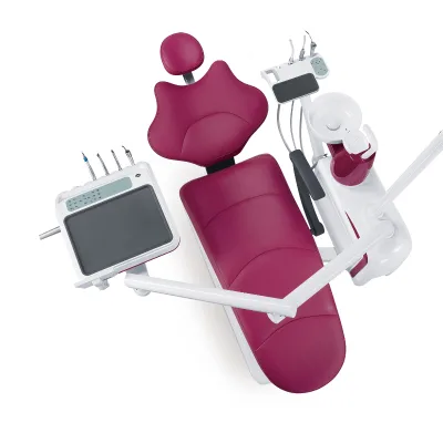Chinese Economic Dental Unit Leather Cushion Dentist Chair Double Armchair Dental Chair Dental Chair with LED Lamp