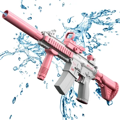 Diy High Pressure Drum Magazine M416 Electric Water Ball Pump Gun Pistol Shooting Toy Kids Unisex Waterproof Pink Gun of Water
