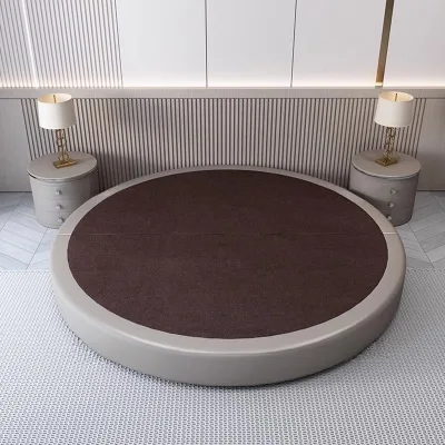 Modern King-Size Platform Bed Round and Big Leather Circle Bed for Bedroom Home Furniture Use