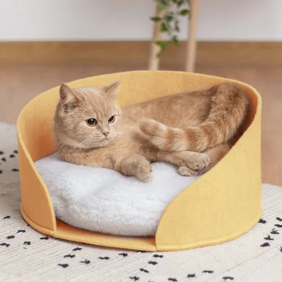 Hot Selling Eco-Portable Cat Bed Four-Seasons Universal Felt Pet Bed With Washable Cushion