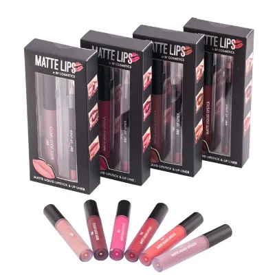 2 in 1 Matte Lipstick Lip Gloss and Lipliner Set and Lipstick with Lip Liner Pencil Private Label Lipstick and Lip Liner Set