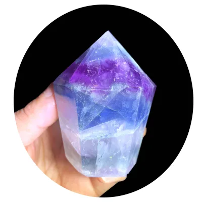 Wholesale Natural Polished Fluorite Cake Tower Crystal Point Healing Wand Crystal Obelisk for Decoration