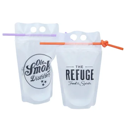250ml 500ml Custom Logp Printing Stand up Food Smell Proof Straw Drink Juice Plastic Ziplock Pouch Zipper Mylar Bag