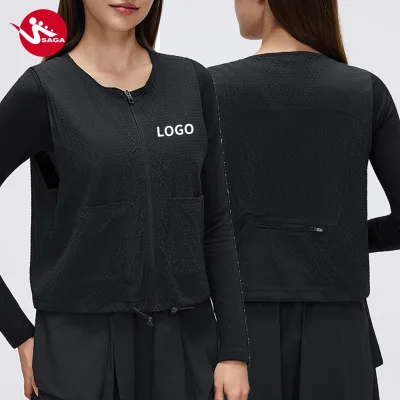 New Arrivals Solid Color Short Loose Fit Casual Quick Dry Crewneck Vest Women for Yoga Fitness Sports Casual Jacket