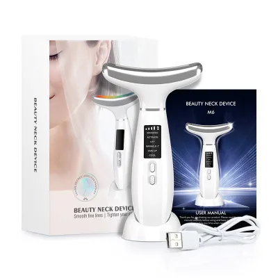Ems Led Therapy Facial Massager With Base Neck Rejuvenation V-Face Lifting Massager Device EMS