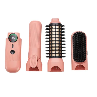 Wholesale Quick Heating Ionic Display Cordless Hair Straightener Brush USB Rechargeable Electric Straight Curling Hair Comb