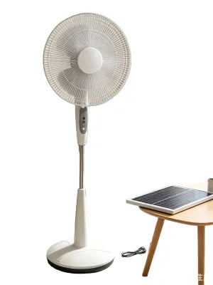 Electric Solar Rechargeable Air Cooling Stand Fan Mechanical Plastic Low Noise for Outdoor Office Car Use Remote Control Color