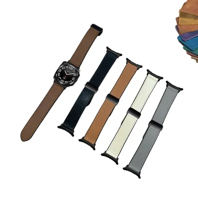 Crazy Horse Silicone Genuine Leather Watch Strap Sport Replacement Magnetic Band for Samsung Galaxy Watch 7 Ultra 47mm band