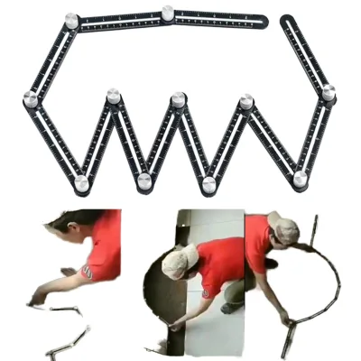 Universal 12 Section Ceramic Tile Ruler Multi-Angle Measuring Ruler Aluminum Alloy Measurement Twelve Folding Ruler