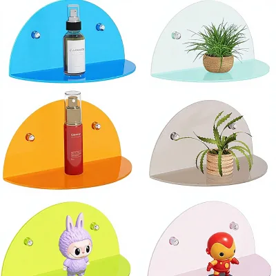 Small Wall Shelf Colorful Acrylic Mounting No Drilling Floating Shelves Home Decor Office Display Stand Ledges Decorative