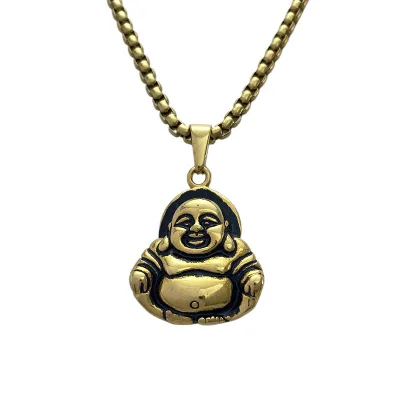 Stainless Steel Buddha Pendant Necklaces for Men Retro Jewelry New Buddhism Religious Buddha Charm Pendant Necklace