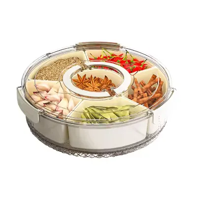 HOT Kitchen Food Refrigerator Round Rotataing Transparent Dry Food Storage Candy Snack Spice Container Box With Handle and Lids