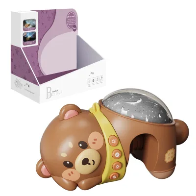Teddy Bear Baby Bed Bell,Soothing Night Light With Projection & Music,Soothing Toy for Newborns Use,Baby Calm & Sleep Training