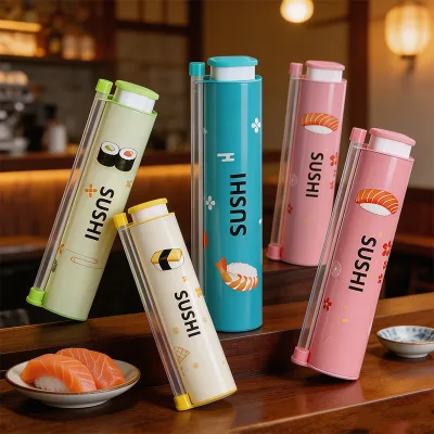 Kitchen Catering Use Sushi Round Paper Tube Box Cartoon Sushi Print Disposable Food Packaging Tube