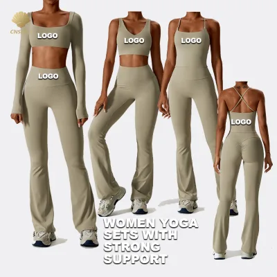 Custom Cross Back Sport Bra and Yoga Scrunch Butt Lifting Pant Two Piece Workout Legging Outfits Set Activewear Set for Women