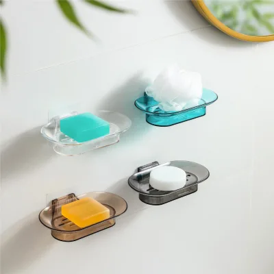 Light Luxury Style Transparent Double-Layer Non-Punch Wall-Mounted Bathroom Soap Box with Drain Model M-W001