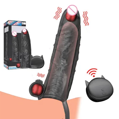 Sex Toys Cock Sleeve for Men 10 Frequency Thick Reusable Condom Vibrating Penis Sleeve