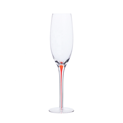 Red teardrop Champagne flutes crystal tall champagne toasting glass