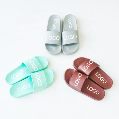 Fast Delivery Bath Sports PVC Flat Printed Flip-Flop Slippers Soft Sole Custom Logo Slides Female Wholesale Slippers