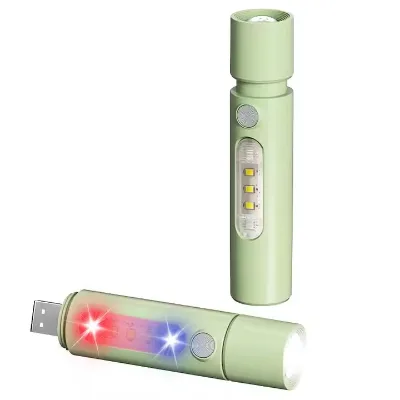 High Brightness Mini Handheld Camping Torch Long Range USB Charging LED Light with Side Lighting Durable ABS Body