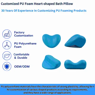 Customized Luxury Bathtub Polyurethane PU Spa Heart-shaped Bath Pillow Non Slip Pillow for Tub