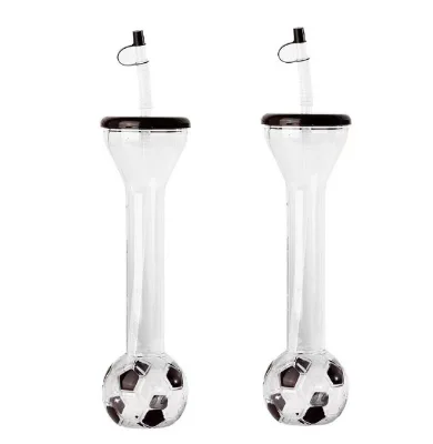 500ml Football Plastic Bottle With Straw Slush Cup Yard Bottle for Festival