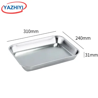 YAZHIYI 304 Stainless Steel Rectangular Instrument Tray Autoclavable Medical Surgical Dressing Tray for Hospital