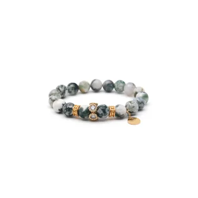 Wholesale Green Moss Agate Beaded Bracelet Natural Crystal Healing Stone Jewelry for Women, Factory Direct Supplier