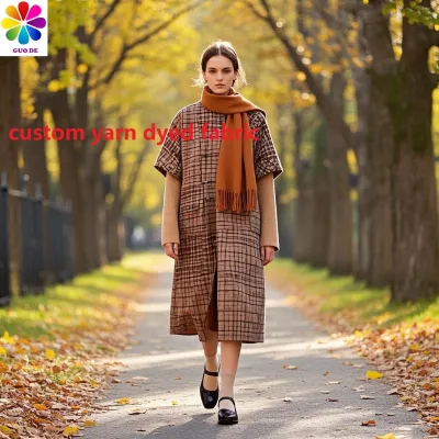 100% Polyester Brocade Fabric Winter Dark Plaid Checked Pleated Skirt Suit Pants School Uniform Dress Weft Knitted for Boys Dyed
