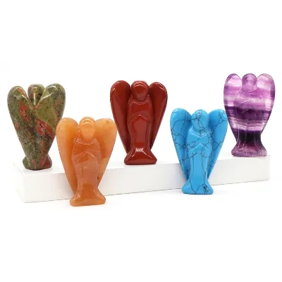 Wholesale Customized Angel Hand Carved Statue Crystal Angel Figurine Made Gemstone Quartz Agate Religious Feng Shui Healing